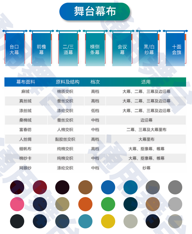 裝飾炫麗舞臺，提升演出效果！通用舞臺教您一圖看懂舞臺阻燃幕布